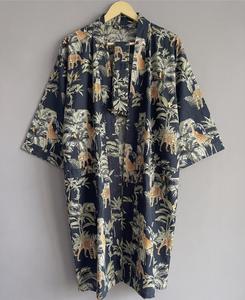 Vestidos Casuales Estilo Safari, Vestido Kimono Maxi con Estampado Animal y Cinturón, Corte Holgado, Manga Tres Cuartos, Ropa Casual de Verano - Product Image 5