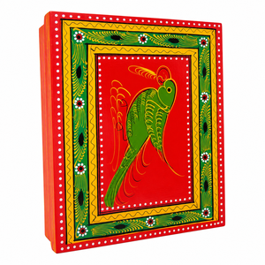 Hand Painted Parrot Wooden Low Foot <b>Stool</b> Traditional Indian Chowki Decorative Puja Seat Home Decor Furniture - Product Image 4