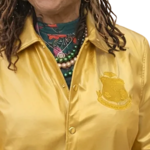 <b>Women</b> Golden Soror Vegan Leather Jacket Gold Faux Leather Zip Up <b>Coat</b> Long Sleeve Casual Sorority Fashion Streetwear Motorcycle - Product Image 6