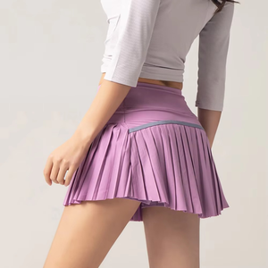 Pleated Netball Dress With Pocket Shorts High Waist Athletic Sport Tennis Skirt 2 Piece Set - Product Image 4
