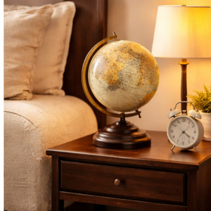 Globo Terráqueo de Escritorio Premium con Base de Madera, Hierro y Plástico |   Globo terráqueo educativo con mapa detallado para escritorio de oficina, decoración de mesa de estudio - Product Image 4