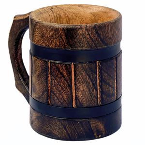 Chope à bière médiévale viking en corne naturelle, motif animal gravé, avec base en bois, faite à la main, cadeau d'amour pour ange - Product Image 1