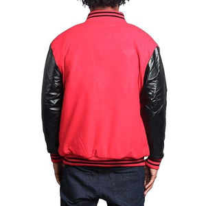 Custom Men's Wool Letterman Varsity <b>Jacket</b> Real <b>Leather</b> with Stand Collar Black Red Embroidery Patches Labels for Men & Women - Product Image 4