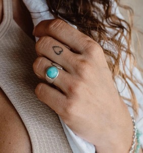 Genuine Amazonite Gemstone <b>Adjustable</b> <b>Silver</b> <b>Ring</b> 925 Sterling <b>Silver</b> Statement <b>Ring</b> for Women - Product Image 1