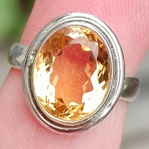 Citrine 925 Sterling Silver <b>Boho</b> Statement Promise <b>Ring</b> for Women Yellow Gemstone 10 x 12 mm Oval November Birthstone Month - Product Image 2