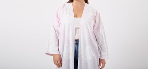 Wholesale New Style Modest Abaya Robe Islamic Clothing Front Open Muslim Women Long Dress Polyester Floral V Neck Long Sleeve - Product Image 3