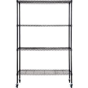 Scaffale Metallico Regolabile a 4 Ripiani per Carichi Pesanti, Capacità 317 kg, con Ruote per Cucina e Garage - Product Image 2