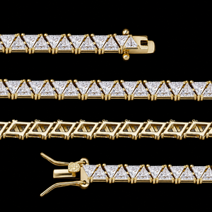 Unique Women's 18K <b>Solid</b> Gold Filled Moissanite <b>Necklace</b> Triangle Cut Prong Setting Statement Geometric Luxury Wedding <b>Necklace</b> - Product Image 3