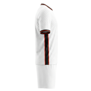 Premium Minimalist White Soccer uniform Set with Orange and Black Trim Sublimated Football Uniform - Product Image 4