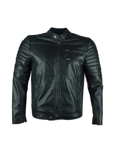 Veste de motard en cuir noir matelassé pour homme, veste élégante et ajustée pour motard - Product Image 1