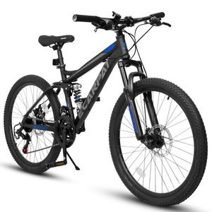 Bicicletta da Montagna Full Suspension da 27,5 Pollici con Doppi Ammortizzatori Anteriori e Posteriori, Freni a Disco Meccanici, 27 Velocità per Uomo - Product Image 1