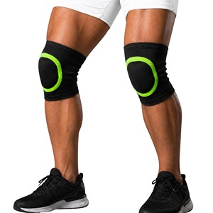 Genouillère unisexe noire avec bande verte, respirante, en Spandex et Polyester, à enfiler, protection de base pour le basketball - Product Image 6