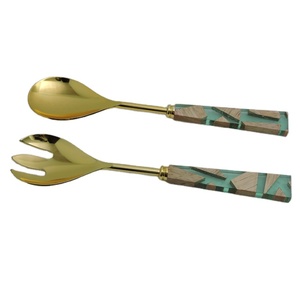 ด้ามจับทำจากไม้และเรซินโลหะสีทองพร้อมดีไซน์ที่เป็นเอกลักษณ์และอุปกรณ์ในครัวสำหรับบ้านและห้องครัว - Product Image 1