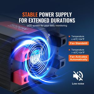 Inverter di Potenza a Onda Sinusoidale Modificata 5000W DC 12V AC 120V con 6 Prese AC, 2 Porte USB, 1 Porta Type C, Protezione da Sovratensione 15V, Display LCD - Product Image 6