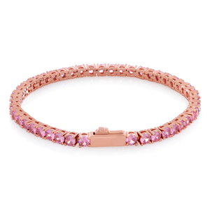 Bracelet tennis en moissanite rose, chaîne en or rose, bijou élégant et luxueux, cadeau pour femme - Product Image 2