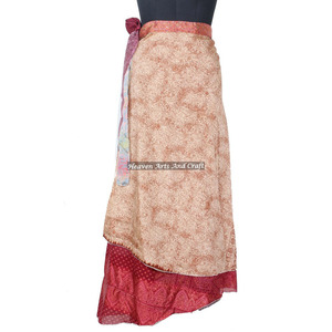 New Girl Sexy Beachwear Long Silk Wrap Skirt Rajasthani <b>Old</b> Saree Long Silk Wrap Indian Printed Magic Wrap Skirts Manufacturer - Product Image 4