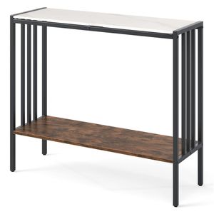 Consolle Moderna Industriale a Specchio con Design a 2 Livelli e Piano in Pietra Sinterizzata - Product Image 3