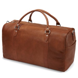 Leather Weekender <b>Duffel</b> <b>Bag</b> with Zipper Closure and Adjustable Strap for Travel - Product Image 4