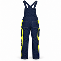 Pantalon de travail industriel en coton, salopette uniforme avec bretelles réglables, poche poitrine sécurisée, rangement cargo, résistant à l'eau, contrasté
