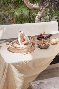 Artisanal Rattan Serving <b>Tray</b> <b>Round</b> Wicker <b>Tray</b> Decorative Serving <b>Tray</b> Rustic <b>Table</b> Accent Perfect For Home Kitchen Use - Product Image 4