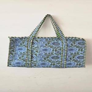 Quilted Cotton Geometric Pattern Tote <b>Bag</b> with Zipper Closure Shopping & Travel <b>Bag</b> - Product Image 1