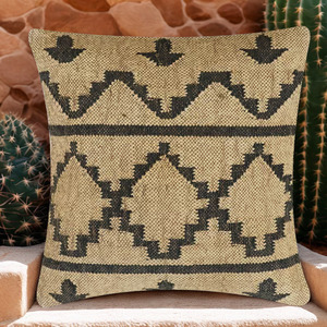 Housse de coussin carrée de qualité supérieure, élégante, en tissu de laine naturelle et de jute tissé, pour la maison et l'hôtel, avec design de soutien dorsal - Product Image 5