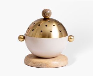 Brûleur à Bakhoor en métal de luxe avec base en bois, Mabkhara, brûleur d'encens Oud, décoration moderne pour la maison, parfum arabe - Product Image 1