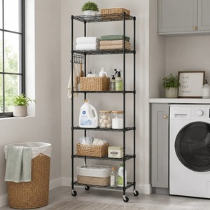 Estante de Cocina de Acero Inoxidable Negro de 6 Niveles, Organizador de Almacenamiento Multicapa para Cocina y Hogar, Calidad de Exportación, a Precio Accesible - Product Image 1