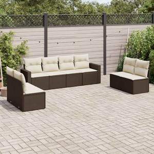 Conjunto de Sofás Modulares Grandes de Ratán Sintético Marrón para Jardín, Elegante Colección de Muebles de Jardín - Product Image 1