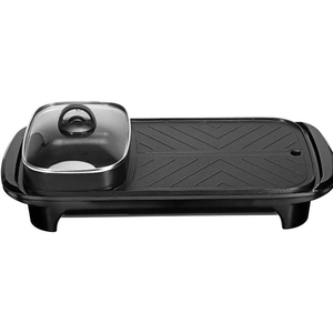 Parrilla de mesa multifunción con superficie antiadherente y olla caliente incorporada para uso en interiores y exteriores, enchufe europeo/estadounidense - Product Image 6