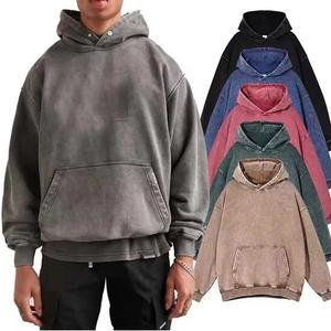 Hoodie personnalisé vintage épais et surdimensionné, effet délavé, 380 g/m², sans cordon, en coton et polyester noir - Product Image 1