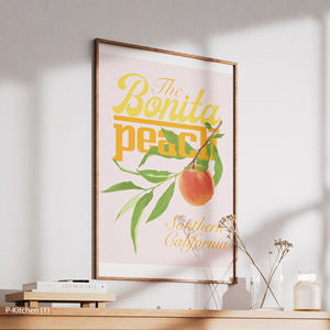 Tableau mural en toile pour cuisine, affiche illustrée de pêches vintage, impression décorative murale rétro pour cuisine, salle à manger et intérieur de maison - Product Image 3