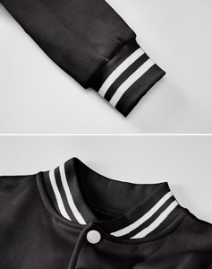 Veste universitaire noire et blanche pour femme, manches longues, motif tête de mort, logo sur le devant, col rabattu, simple boutonnage, en polyester - Product Image 6