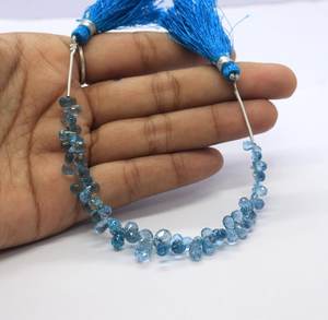 Cuentas de Topacio Azul de Londres Facetadas en Forma de Lágrima, Cuentas de Topacio Azul en Forma de Gota de 3x5-5x7 MM, Cuentas de Topacio Azul de Londres de 5 Pulgadas - Product Image 1