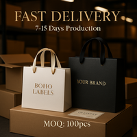 Bolsa de Compras de Papel de Arte de Lujo con Asa de Listón Negro, Logotipo Personalizado, Empaque Elegante para Regalos, Ropa de Boutique y Bodas