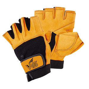 Gants de sport en cuir à demi-doigts, faible MOQ, avec coussinets de paume souples, panneaux respirants, coutures durables, design unisexe pour la musculation et le fitness - Product Image 1
