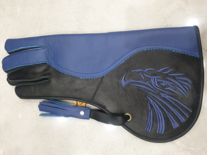 Guante de cetrería de piel de vaca con bordado de águila, capa azul a juego, doble capa, 35 cm (13 pulgadas) - Product Image 4