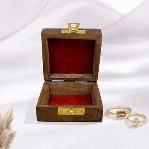 Handcrafted Customized Polished Wooden Mini Jewelry Storage <b>Box</b> | Small Organizer <b>Box</b> for Rings <b>Earrings</b> Nose Pins | Brown Gift - Product Image 4