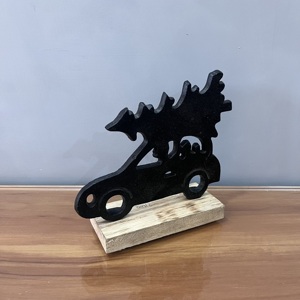 Escultura Navideña de Auto con Árbol en el Techo, Decoración de Mesa de Aluminio/Madera, Diseño Moderno de Figuras Animales para Sala de Estar - Product Image 4