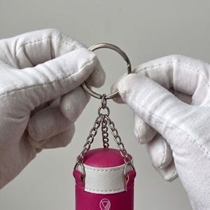 Pink Ribbon Mini Punching Bag Keychain PU Leather Lace-Up <b>Boxing</b> Keyring Gym <b>Gift</b> Custom Logo Breast Cancer Awareness - Product Image 3