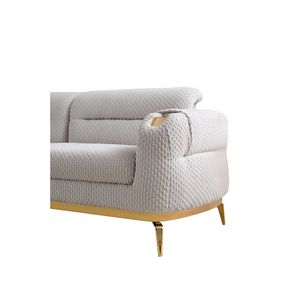 Divano a Due Posti Zoe in Stile Moderno, Realizzato a Mano con Legno e Dettagli Dorati, Grigio B009P303214-CA e NJ Inventories, Divani per Soggiorno - Product Image 4