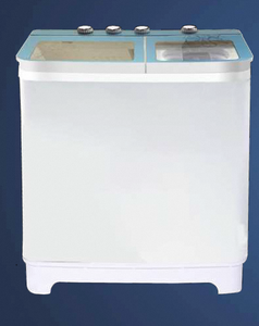 Lave-linge semi-automatique à deux cuves blanches avec panneau de commande bleu pour un lavage domestique pratique et des soins quotidiens des vêtements - Product Image 3