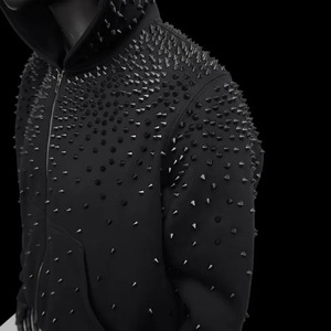 2026 Men's Hoodies Y2k Fashion DTG Custom Printing Vintage Distressed Acid Wash Sun Fade <b>Rhinestone</b> Hooded <b>Jacket</b> hoodies Men - Product Image 3