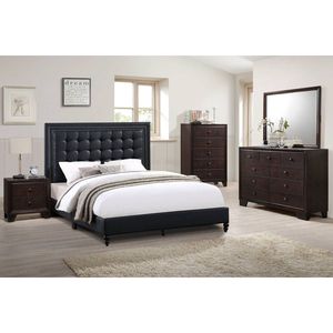 Modern Brown Rubberwood Bedroom Nightstand with <b>Drawers</b> Bed <b>Side</b> <b>Table</b> - Product Image 3
