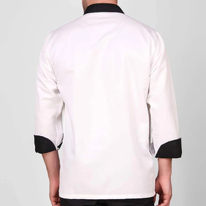 เสื้อเชฟผู้ชายแบบ OEM สกรีนโลโก้และขนาดตามสั่ง สำหรับงานครัว ทำอาหาร แขนยาว ดีไซน์เรียบง่าย ผลิตเพื่อจำหน่าย - Product Image 6
