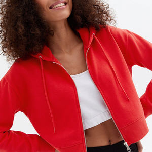 Fashionable Comfortable Women's <b>Zip</b>-<b>Up</b> Cotton <b>Cropped</b> Sweatshirt Casual Gym Wear Breathable Eco-Friendly Sweatshirts For Women - Product Image 5