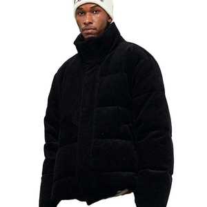 Custom <b>Men</b> Corduroy Puffer <b>Jacket</b> Stand Collar Winter <b>Warm</b> Cotton Down Unisex Outdoor Coat - Product Image 5