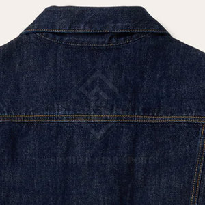 Veste en jean décontractée unie pour homme, hiver 2026, col montant, 100 % coton, respirante, écologique, confortable, service OEM - Product Image 6