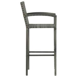 Ensemble de 4 tabourets de bar en rotin PE gris moyen et en acier thermolaqué - Product Image 4