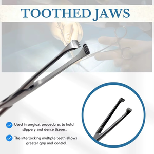 Pinces de préhension intestinale et tissulaire Allis de qualité supérieure |   Instruments chirurgicaux à mâchoires dentelées à verrouillage à cliquet traumatique en acier inoxydable - Product Image 4